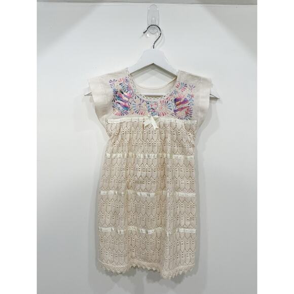 Paloma Girls Lace Dress With Silk Hand Embroidery - Picture 1 of 6